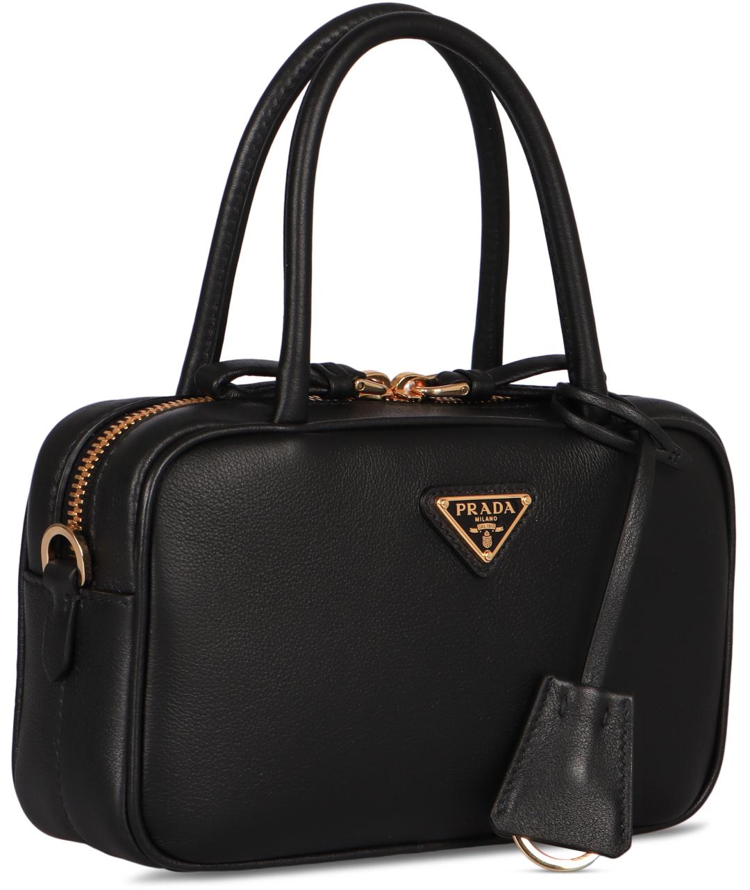 PRADA Черная кожаная сумка с короткими ручками, фото 3