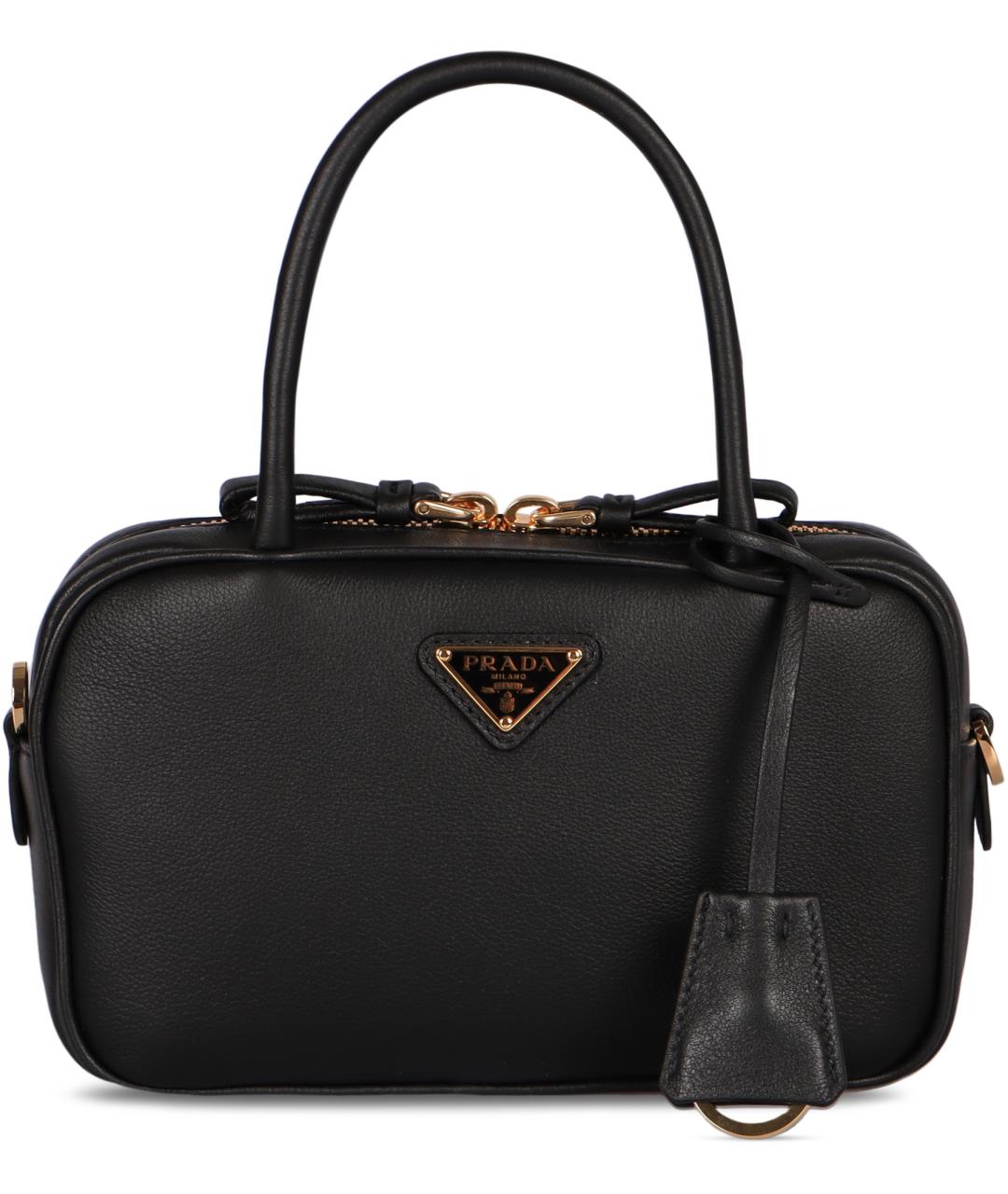 PRADA Черная кожаная сумка с короткими ручками, фото 2