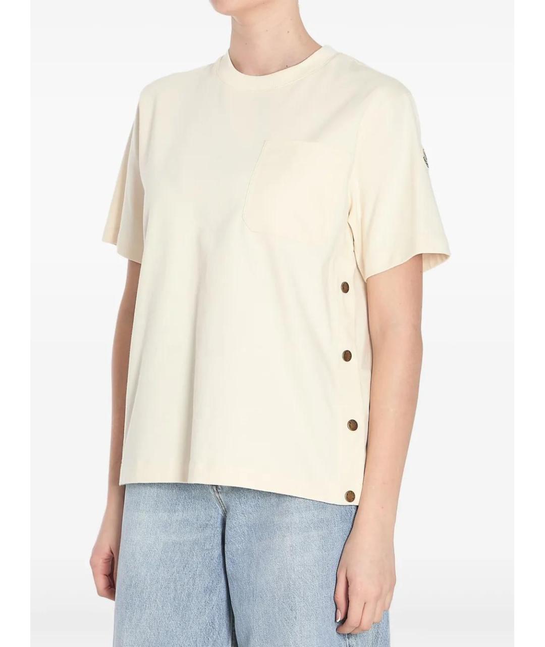 MONCLER Белая хлопковая футболка, фото 5