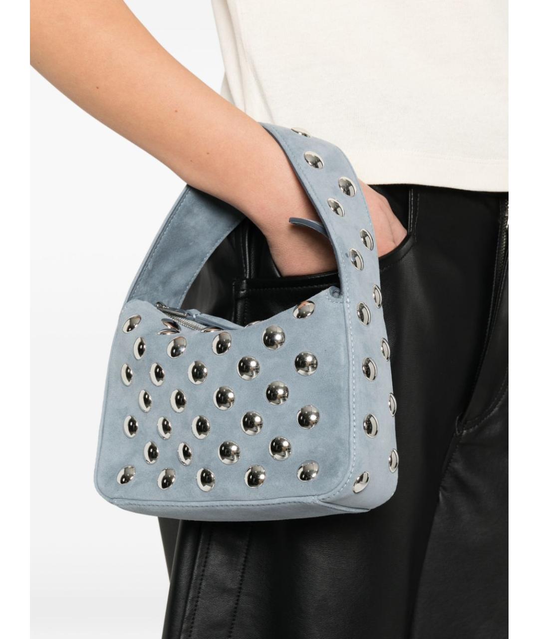 KHAITE Голубая кожаная сумка с короткими ручками, фото 2