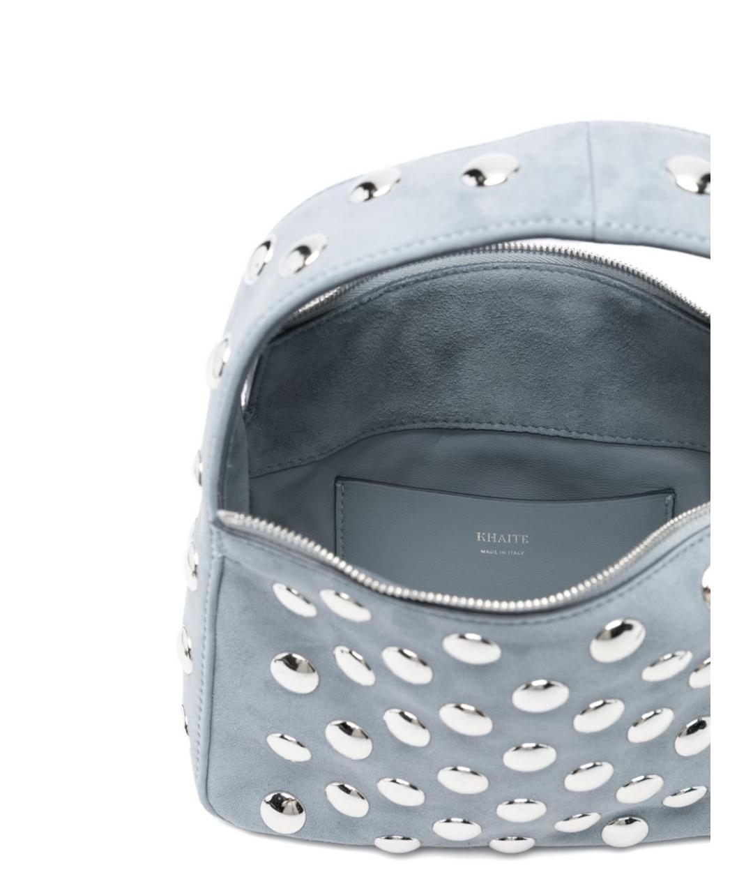KHAITE Голубая кожаная сумка с короткими ручками, фото 3