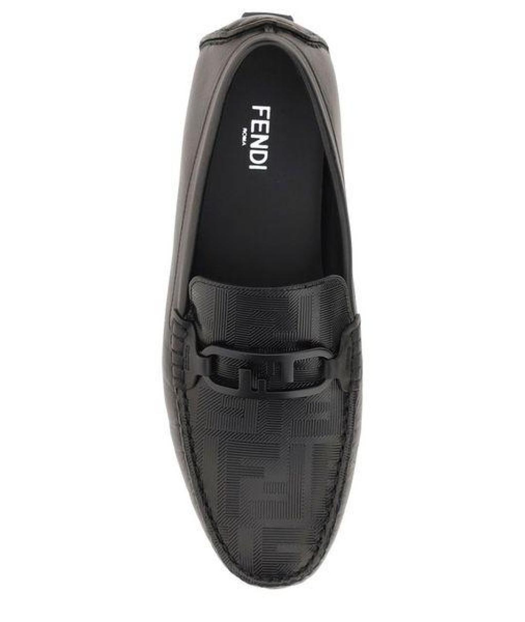 FENDI Черные кожаные лоферы, фото 4