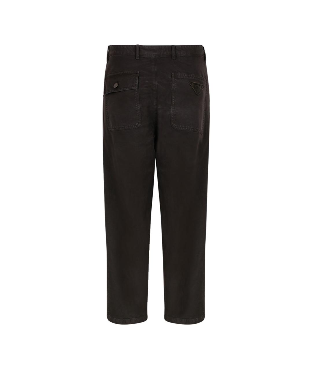 PRADA Черные хлопковые повседневные брюки, фото 2