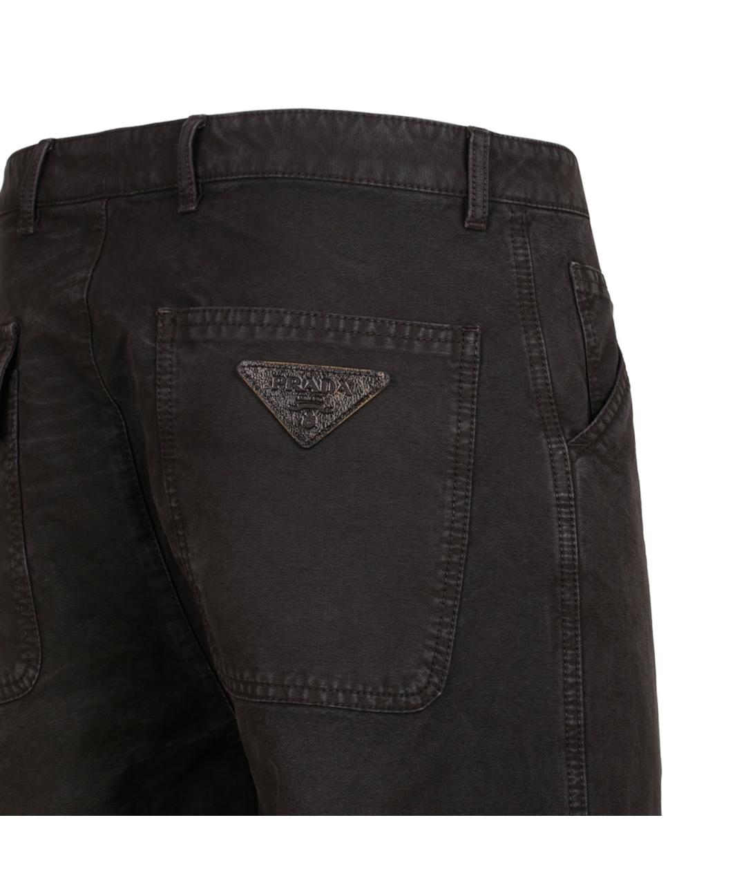 PRADA Черные хлопковые повседневные брюки, фото 4