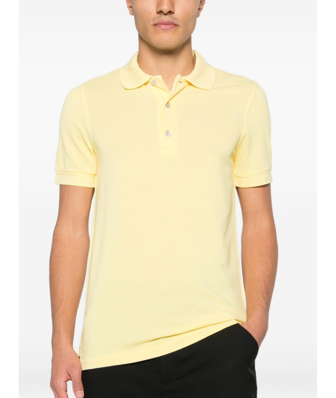 TOM FORD Желтое хлопковое поло с коротким рукавом, фото 3