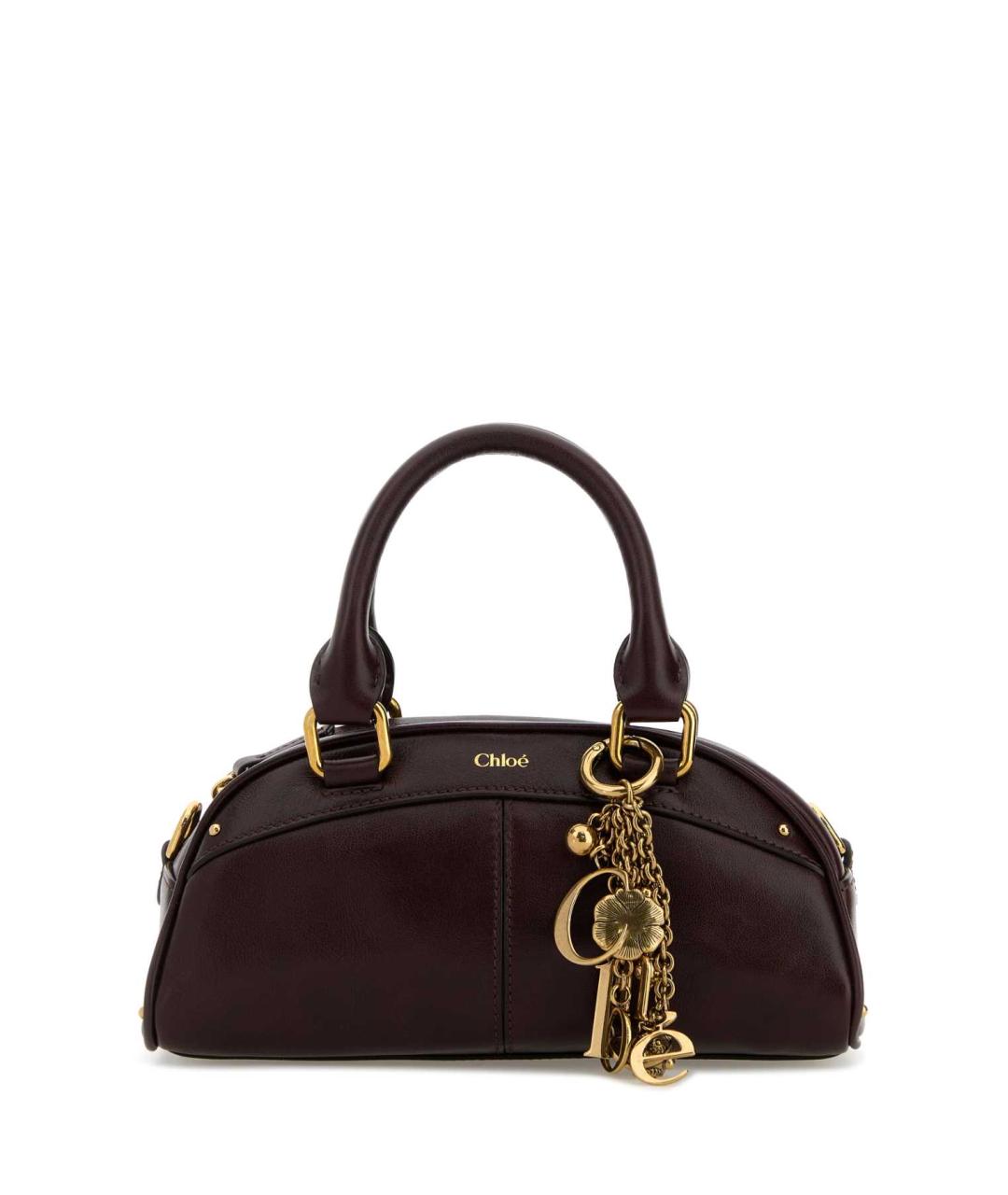 CHLOE Бордовая кожаная сумка с короткими ручками, фото 1