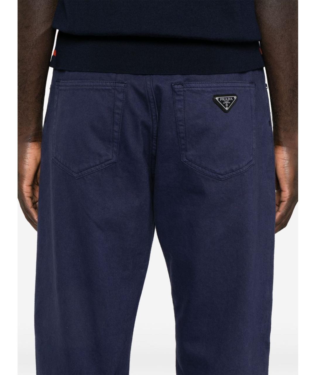 PRADA Синие хлопковые повседневные брюки, фото 5