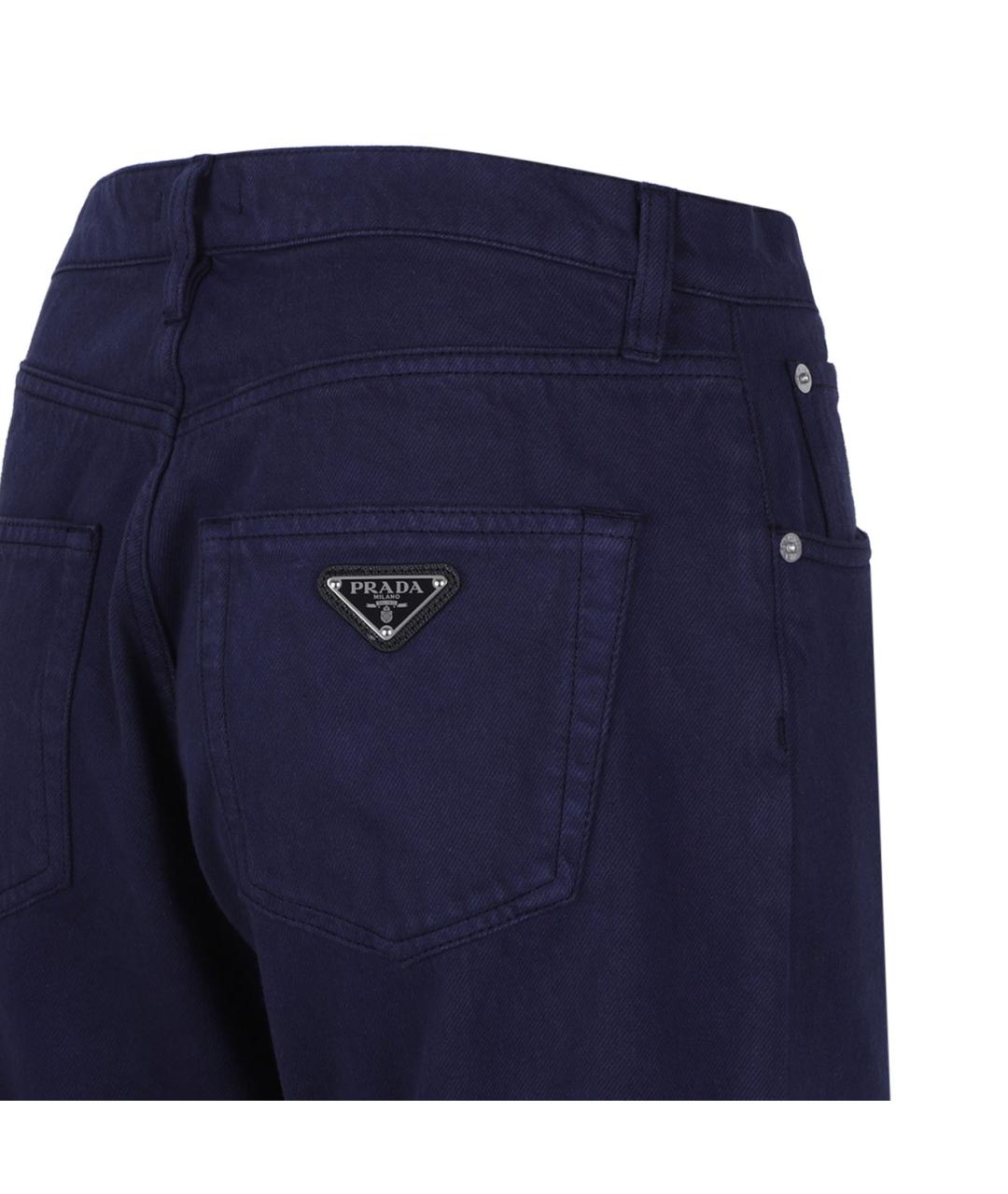 PRADA Синие хлопковые повседневные брюки, фото 4