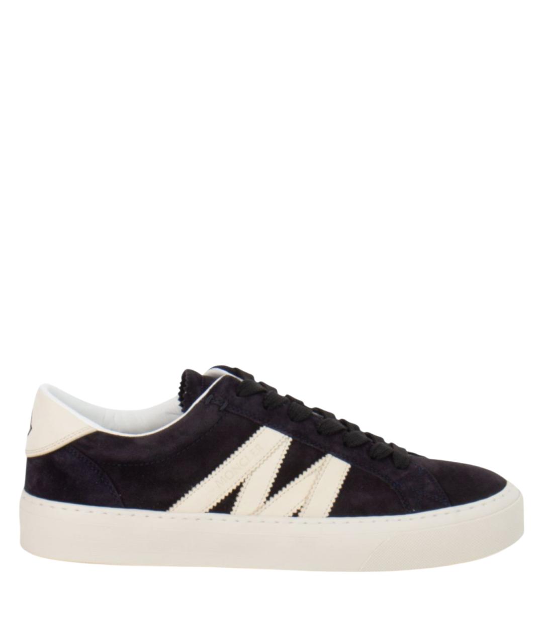 MONCLER Черные кожаные низкие кроссовки / кеды, фото 1