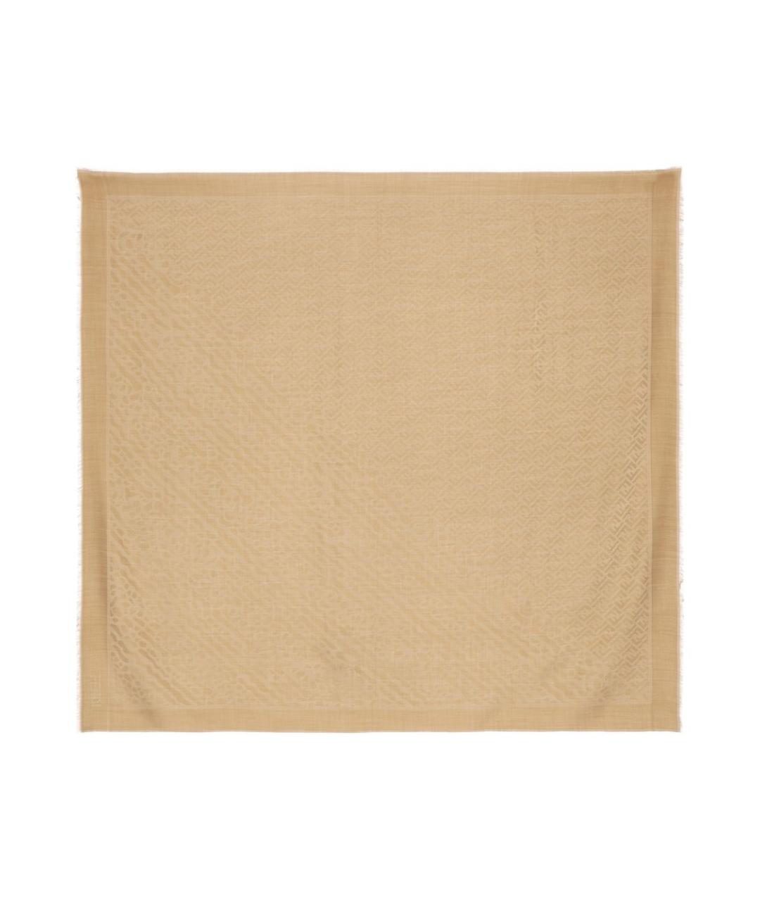 FENDI Коричневый шерстяной платок, фото 1