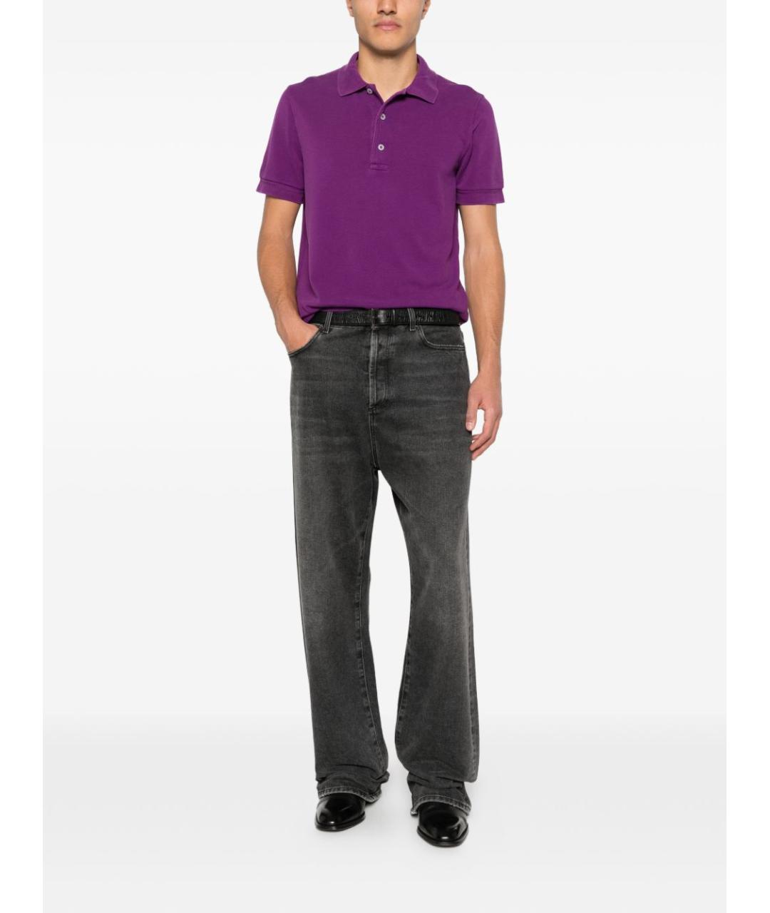 TOM FORD Фиолетовое хлопковое поло с коротким рукавом, фото 2