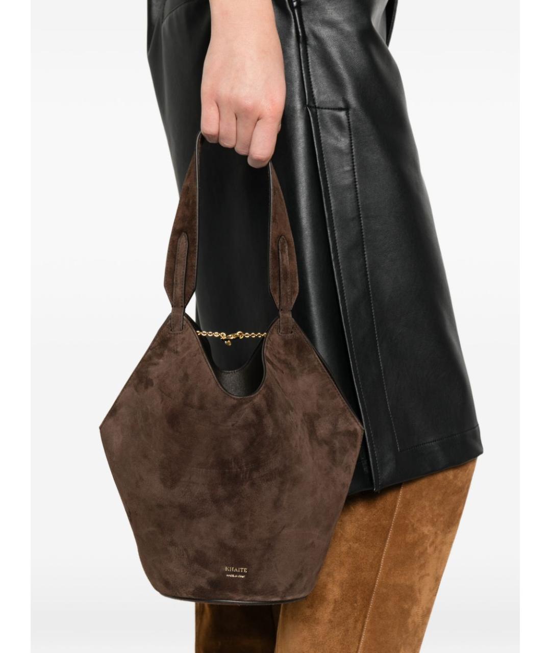 KHAITE Коричневая кожаная сумка через плечо, фото 2