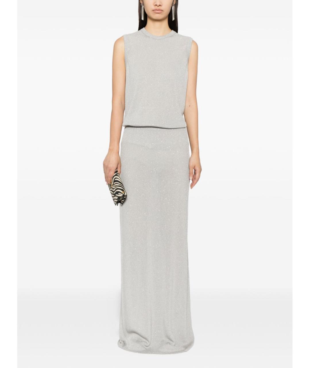 TOM FORD Серебряная юбка макси, фото 3