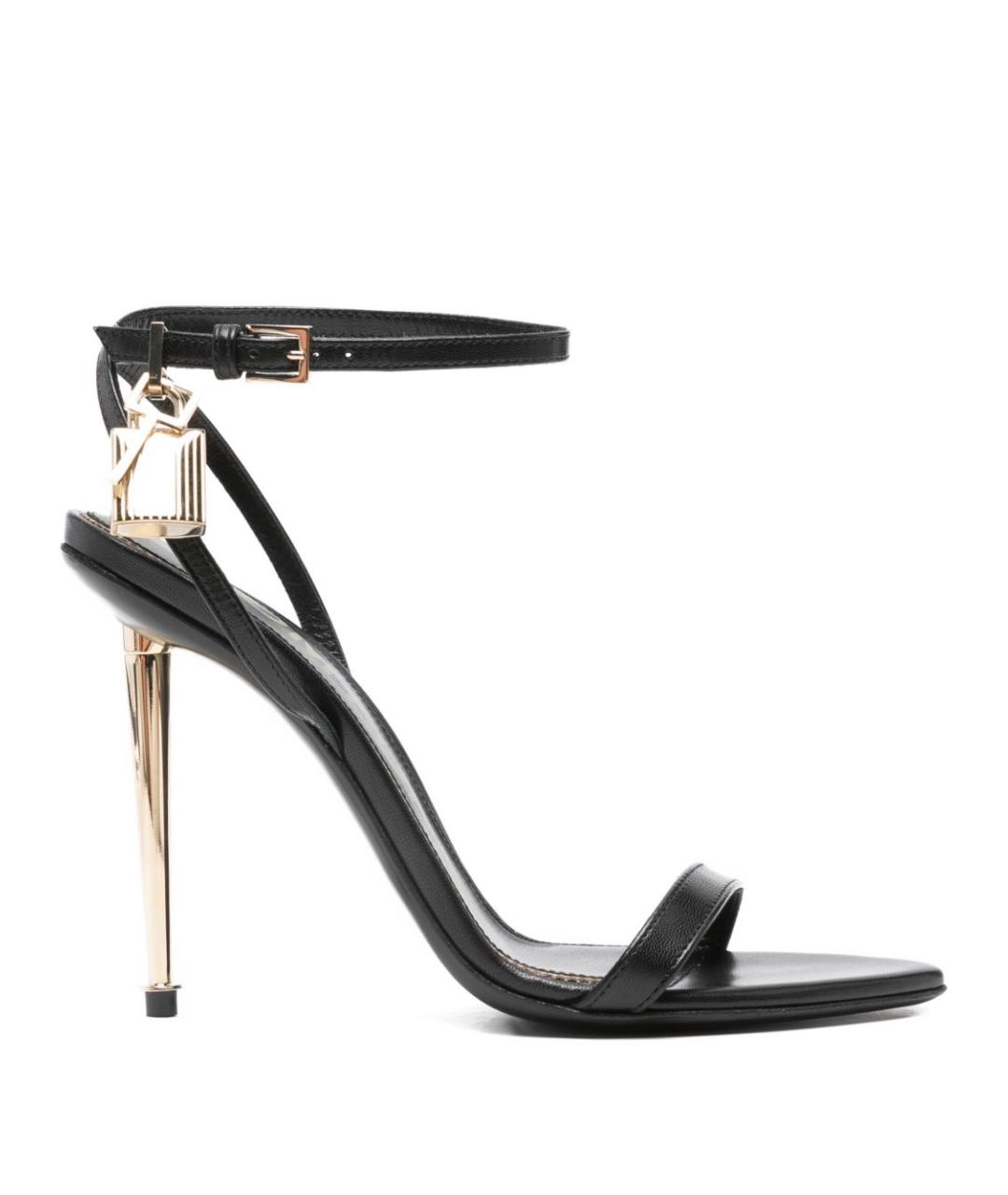 TOM FORD Черные кожаные босоножки, фото 1