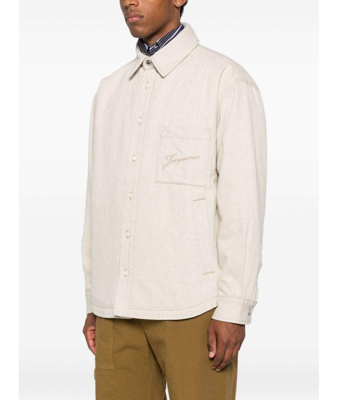 JACQUEMUS Бежевая хлопковая кэжуал рубашка, фото 3