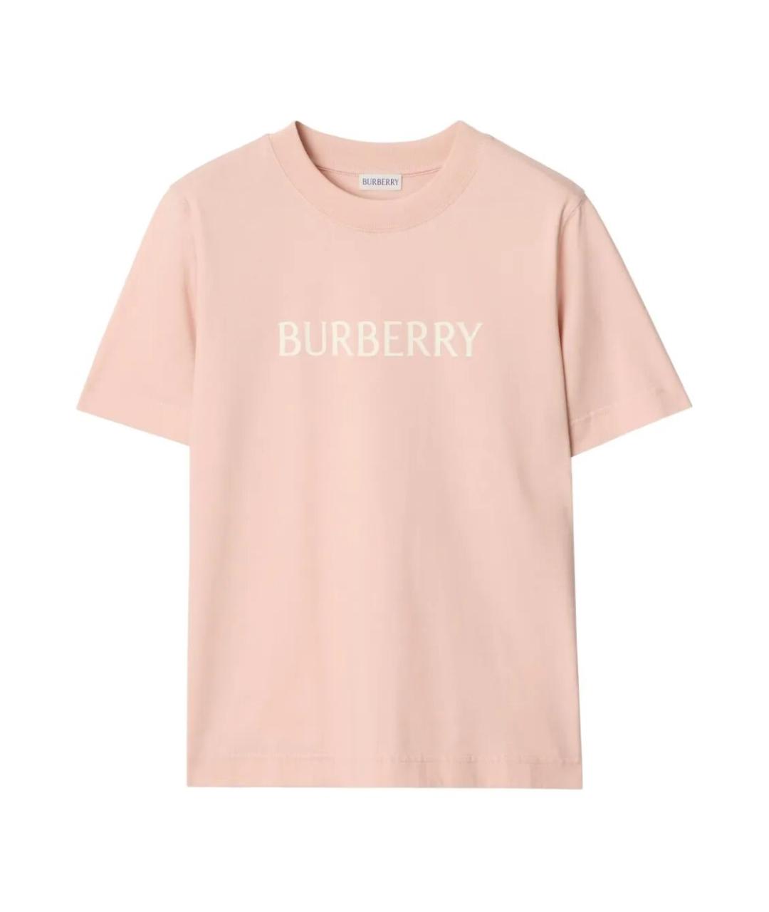 BURBERRY Розовая хлопковая футболка, фото 1
