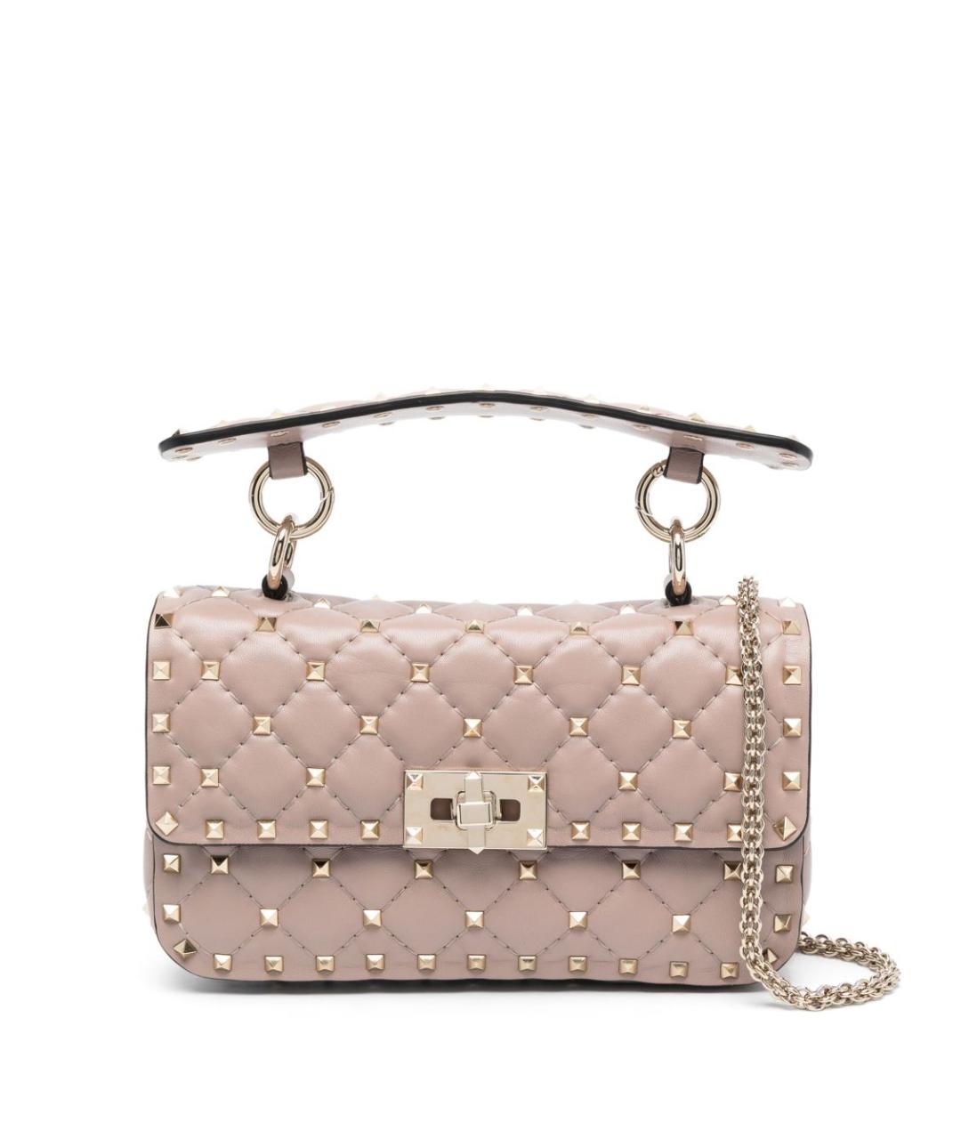VALENTINO Розовая кожаная сумка с короткими ручками, фото 1