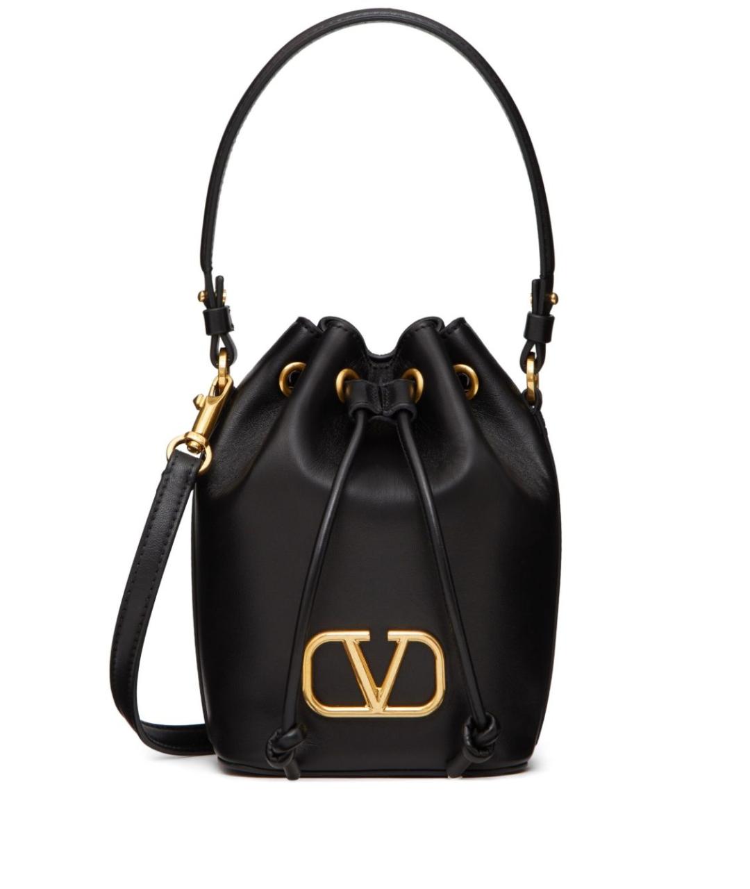 VALENTINO Черная кожаная сумка с короткими ручками, фото 1