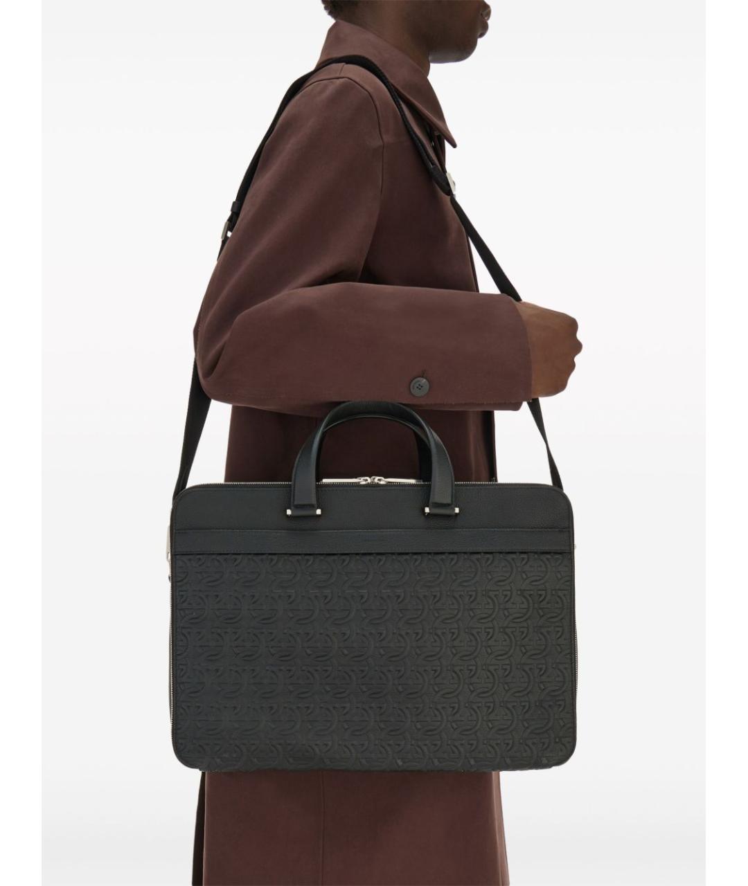 FERRAGAMO Черная кожаная сумка на плечо, фото 4