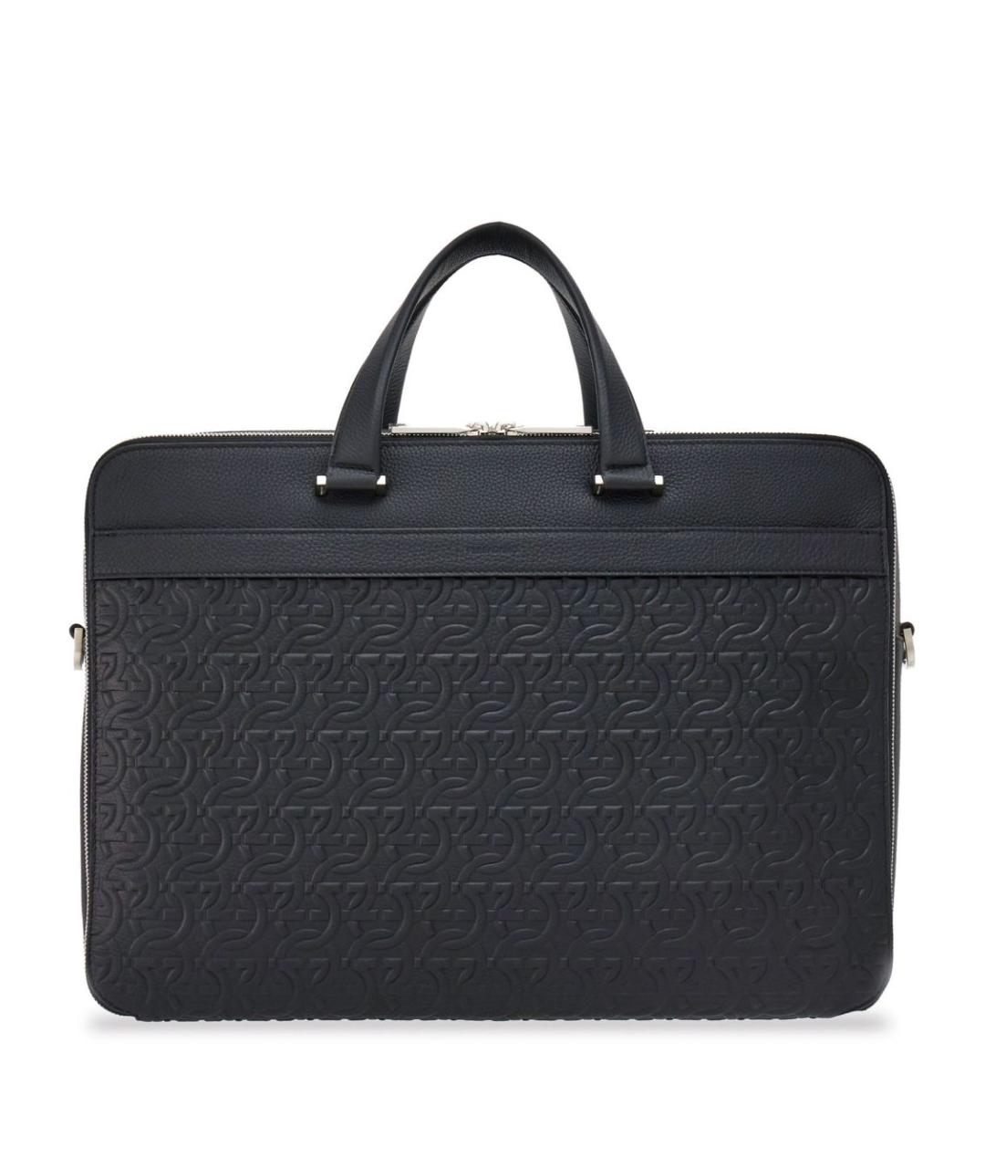 FERRAGAMO Черная кожаная сумка на плечо, фото 1