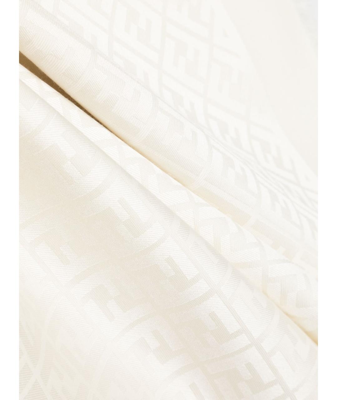 FENDI Белый шерстяной шарф, фото 3