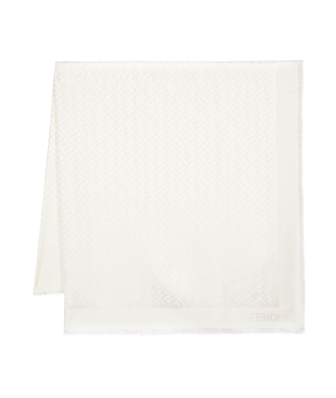 FENDI Белый шерстяной шарф, фото 1