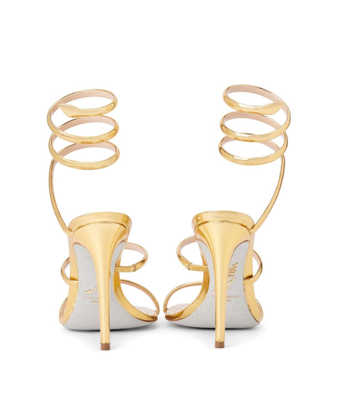 RENE CAOVILLA Золотые кожаные босоножки, фото 3