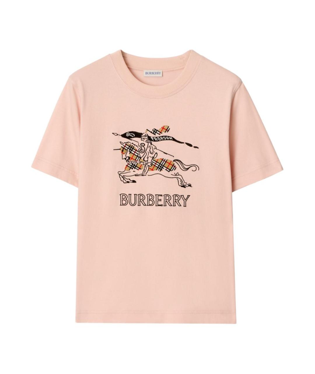 BURBERRY Розовая хлопковая футболка, фото 1