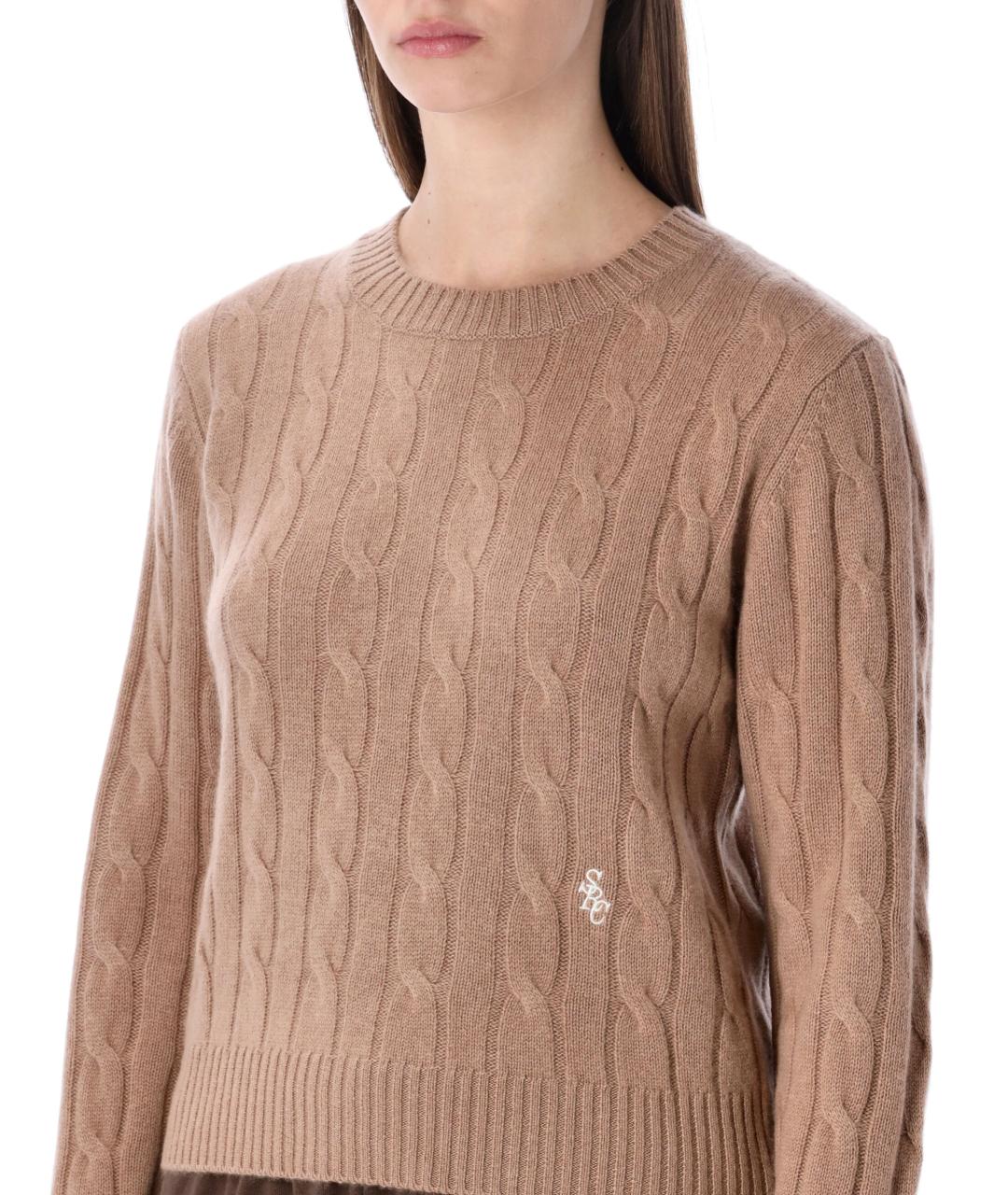 SPORTY AND RICH Бежевый кашемировый джемпер / свитер, фото 3