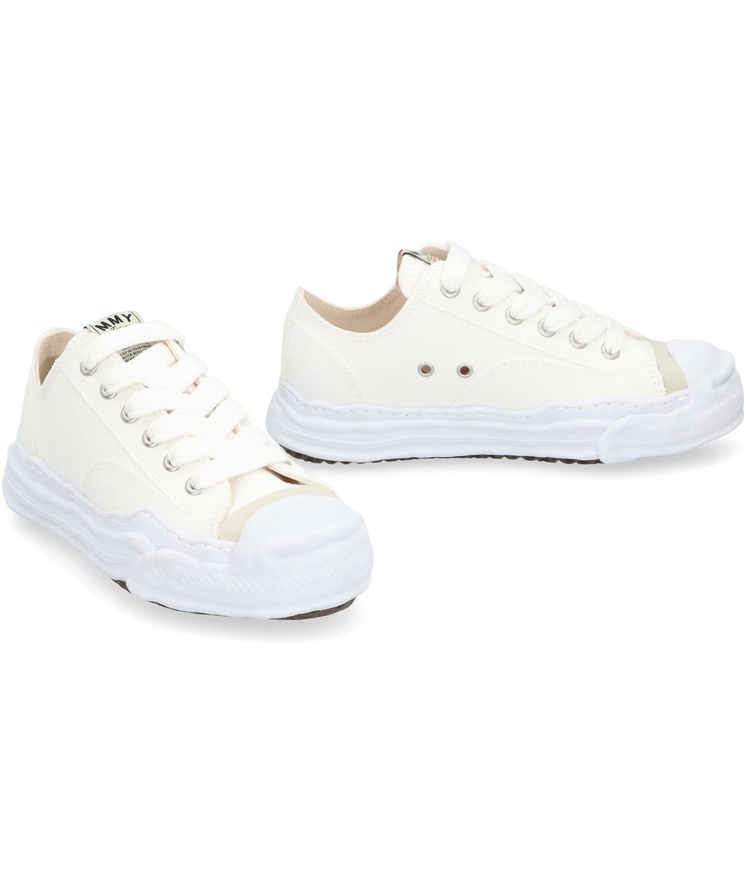 MAISON MIHARA YASUHIRO Белые текстильные низкие кроссовки / кеды, фото 3