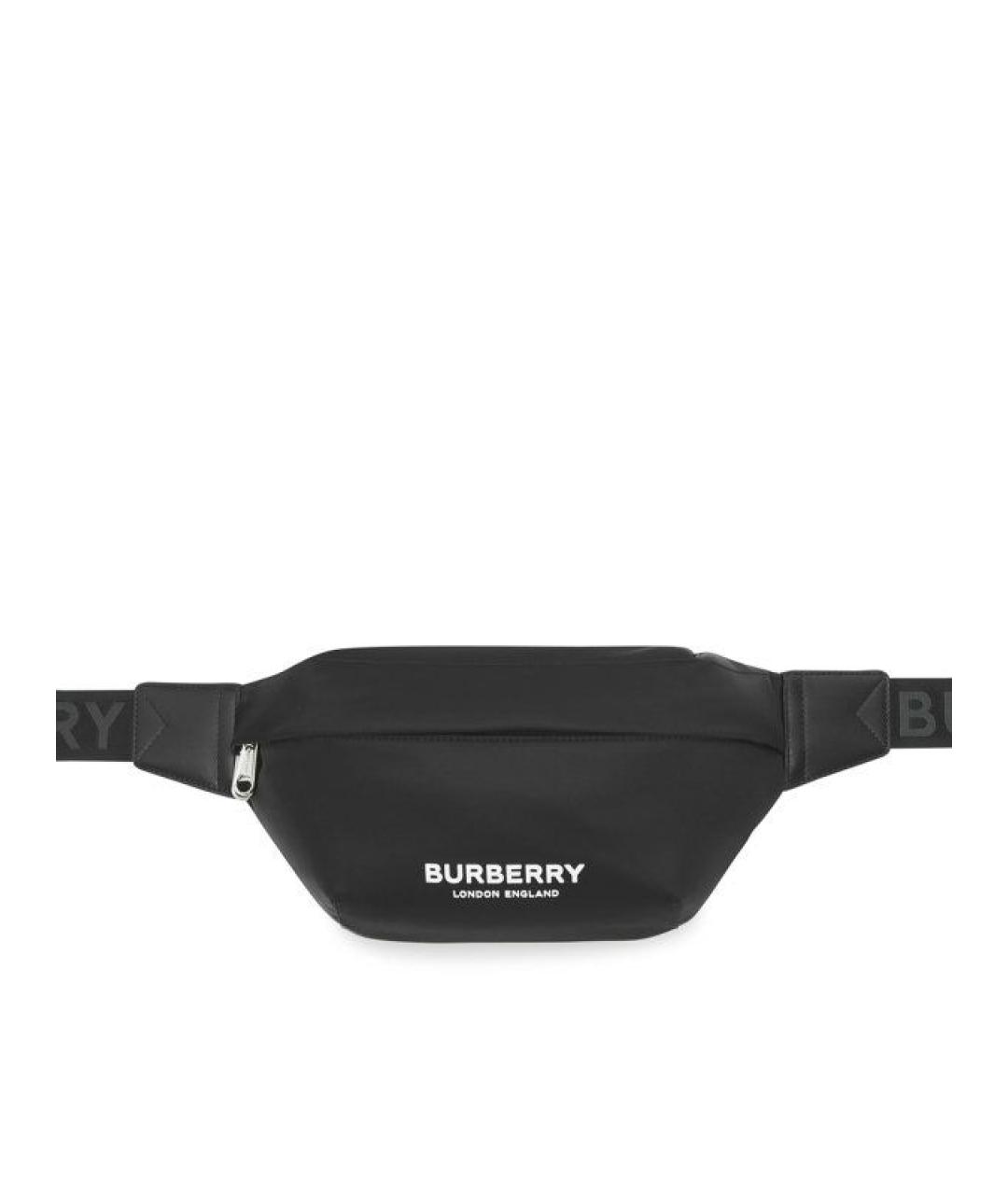 BURBERRY Черная тканевая поясная сумка, фото 5