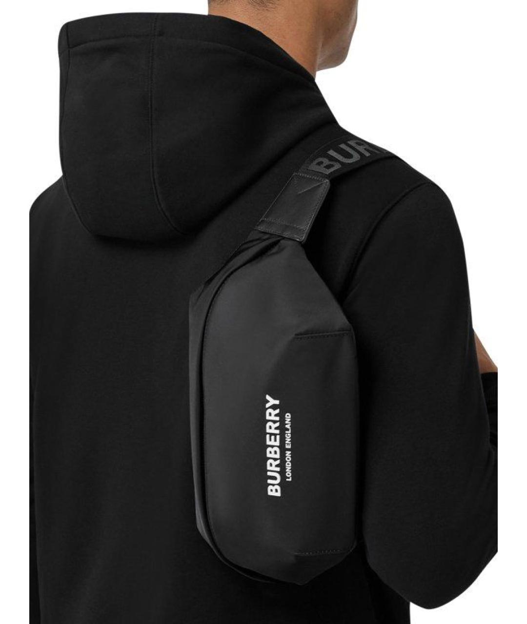 BURBERRY Черная тканевая поясная сумка, фото 2