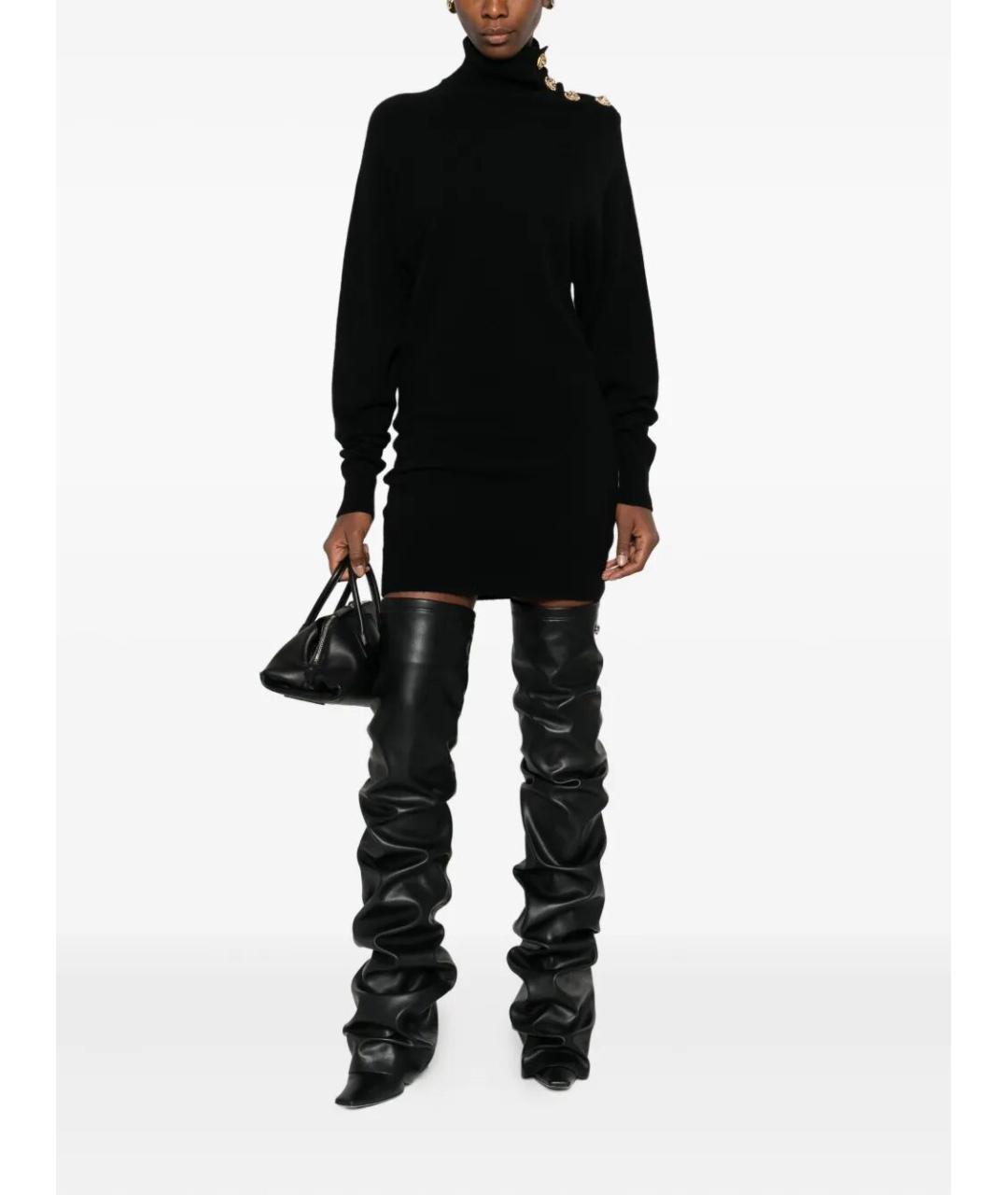 BALMAIN Черное кашемировое повседневное платье, фото 2