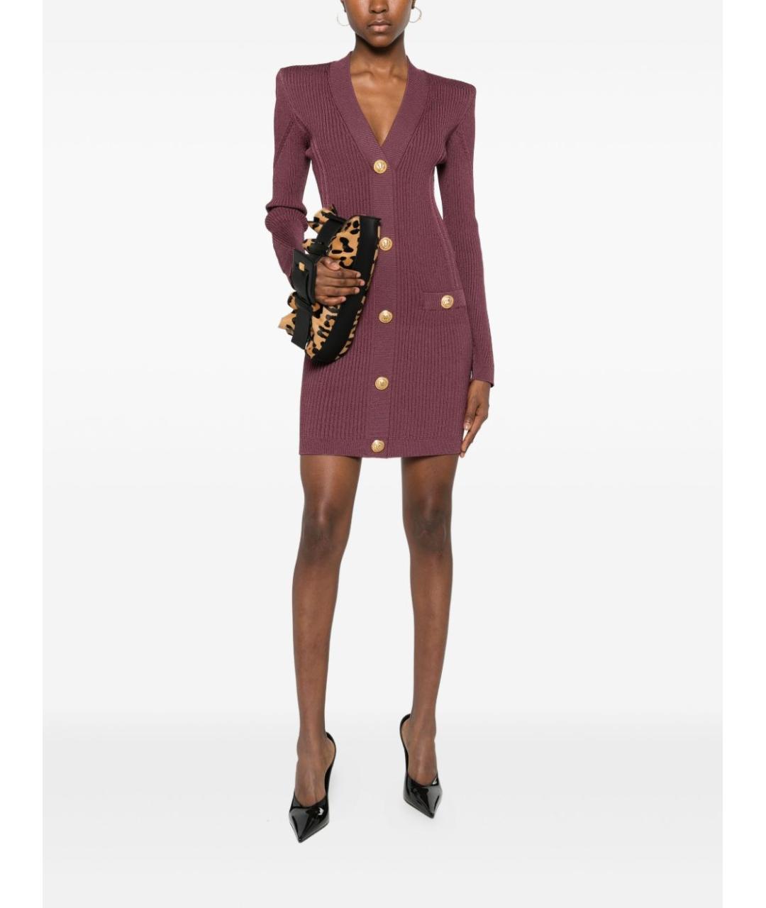 BALMAIN Фиолетовое вискозное повседневное платье, фото 4
