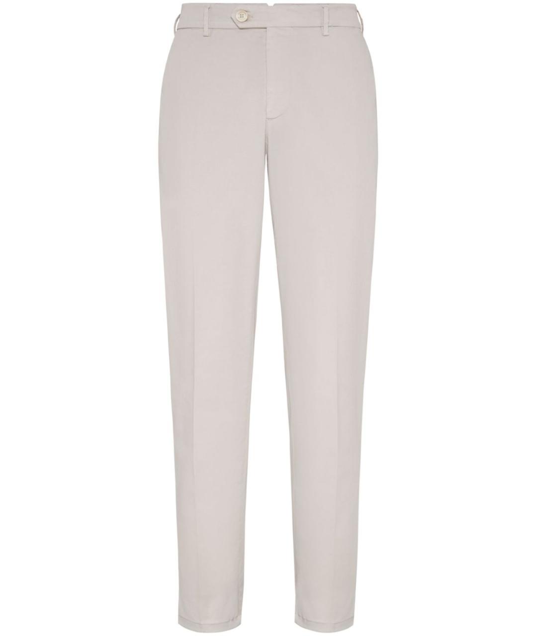 BRUNELLO CUCINELLI Бежевые хлопковые повседневные брюки, фото 1