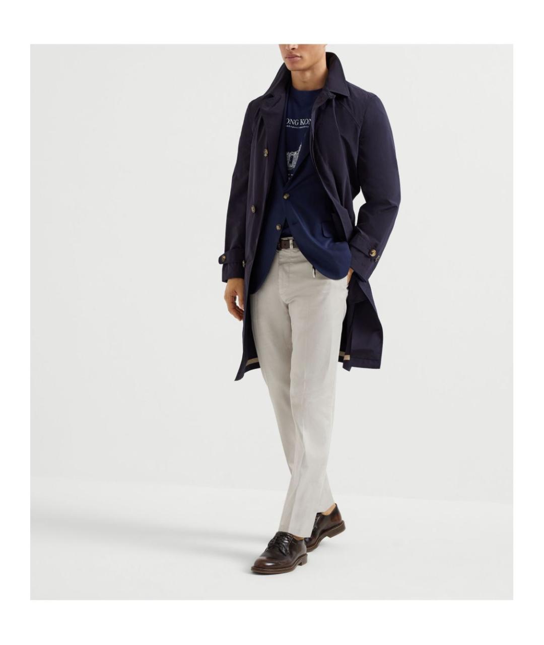 BRUNELLO CUCINELLI Бежевые хлопковые повседневные брюки, фото 3