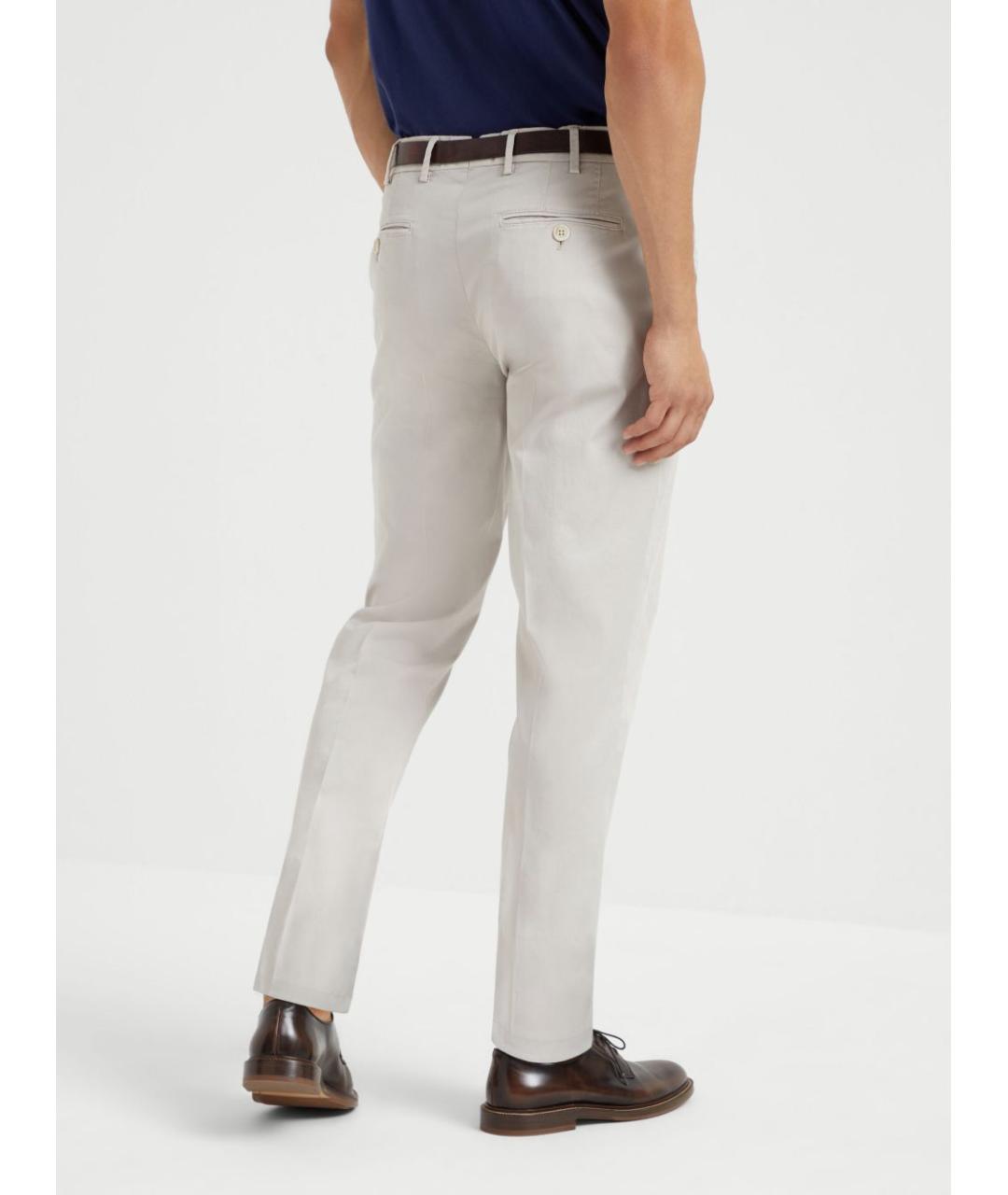 BRUNELLO CUCINELLI Бежевые хлопковые повседневные брюки, фото 5