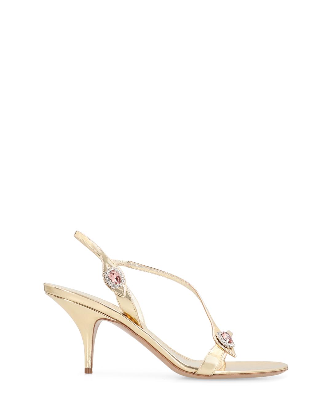 FERRAGAMO Золотые кожаные босоножки, фото 1