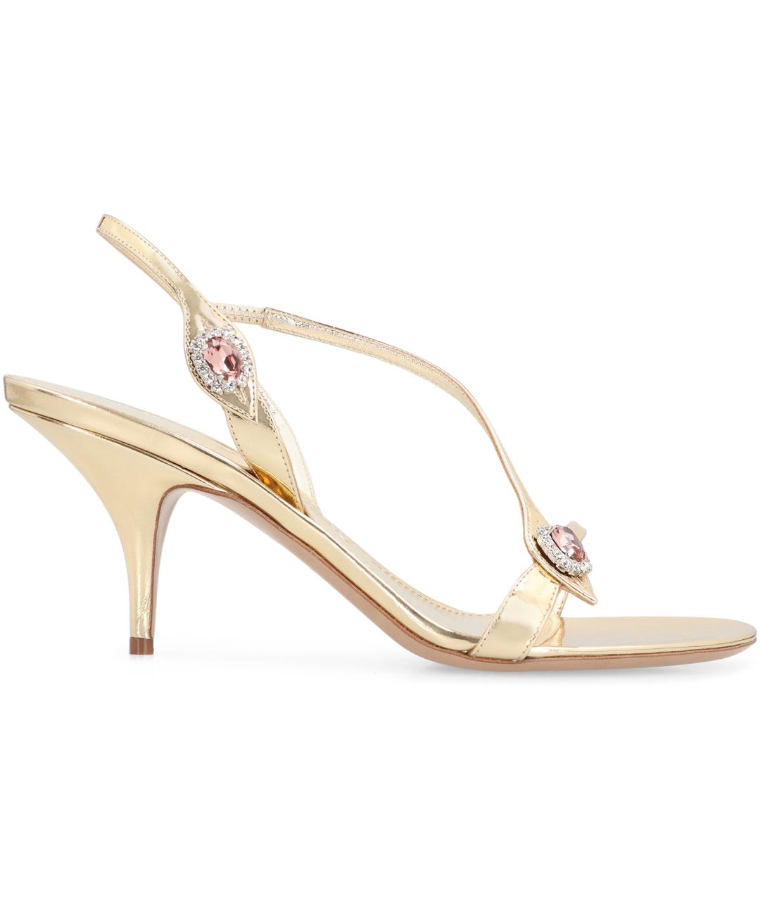 FERRAGAMO Золотые кожаные босоножки, фото 2