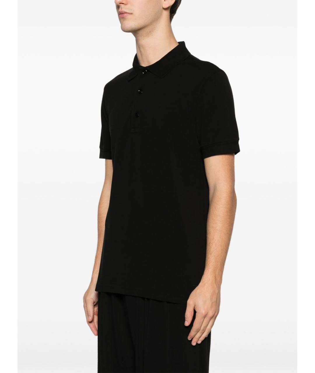 TOM FORD Черное хлопковое поло с коротким рукавом, фото 5