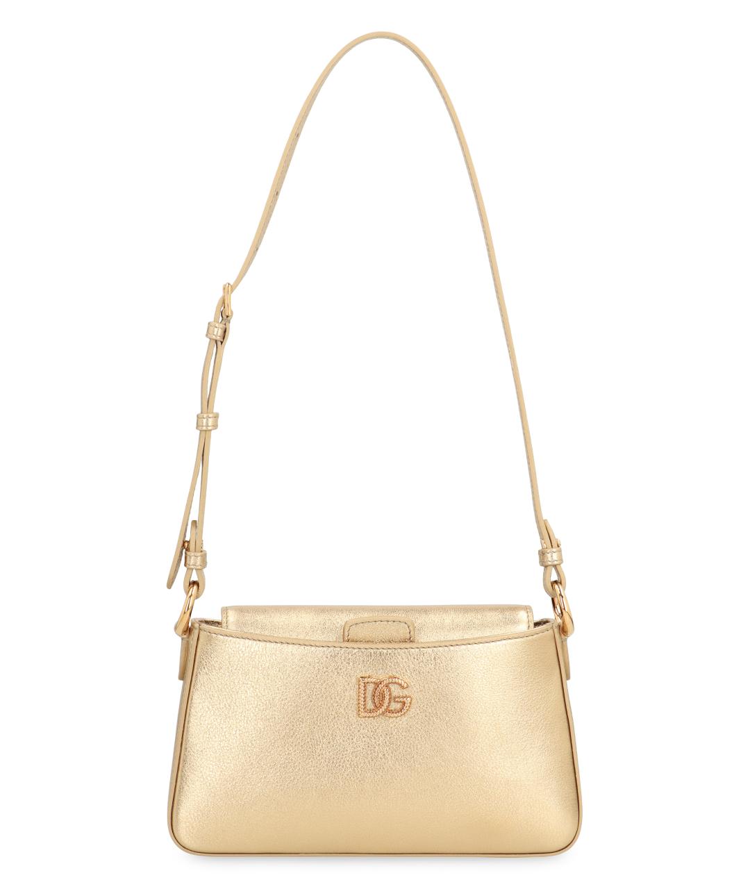 DOLCE&GABBANA Золотая кожаная сумка через плечо, фото 1