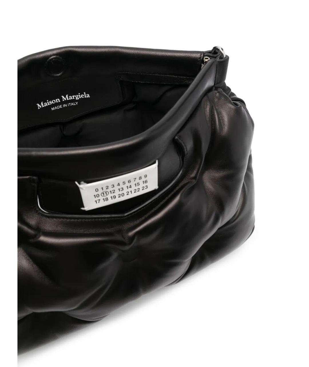 MAISON MARGIELA Черная кожаная сумка с короткими ручками, фото 4