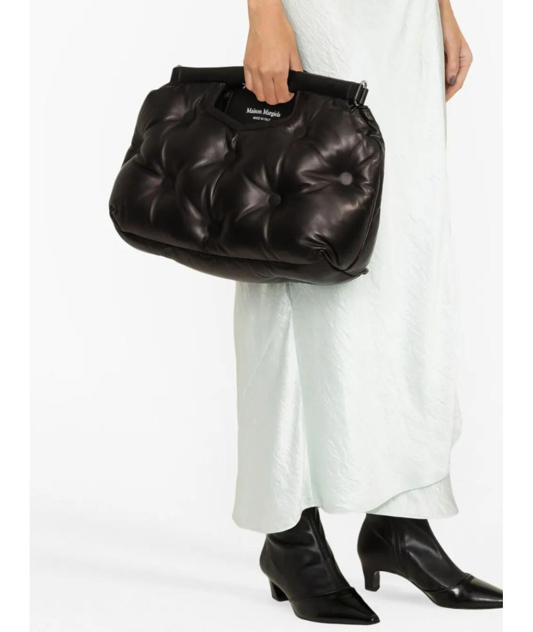 MAISON MARGIELA Черная кожаная сумка с короткими ручками, фото 3