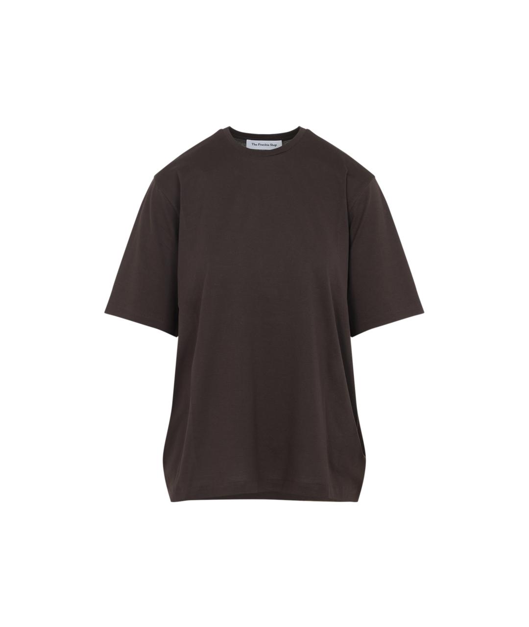 THE FRANKIE SHOP Коричневая хлопковая футболка, фото 1