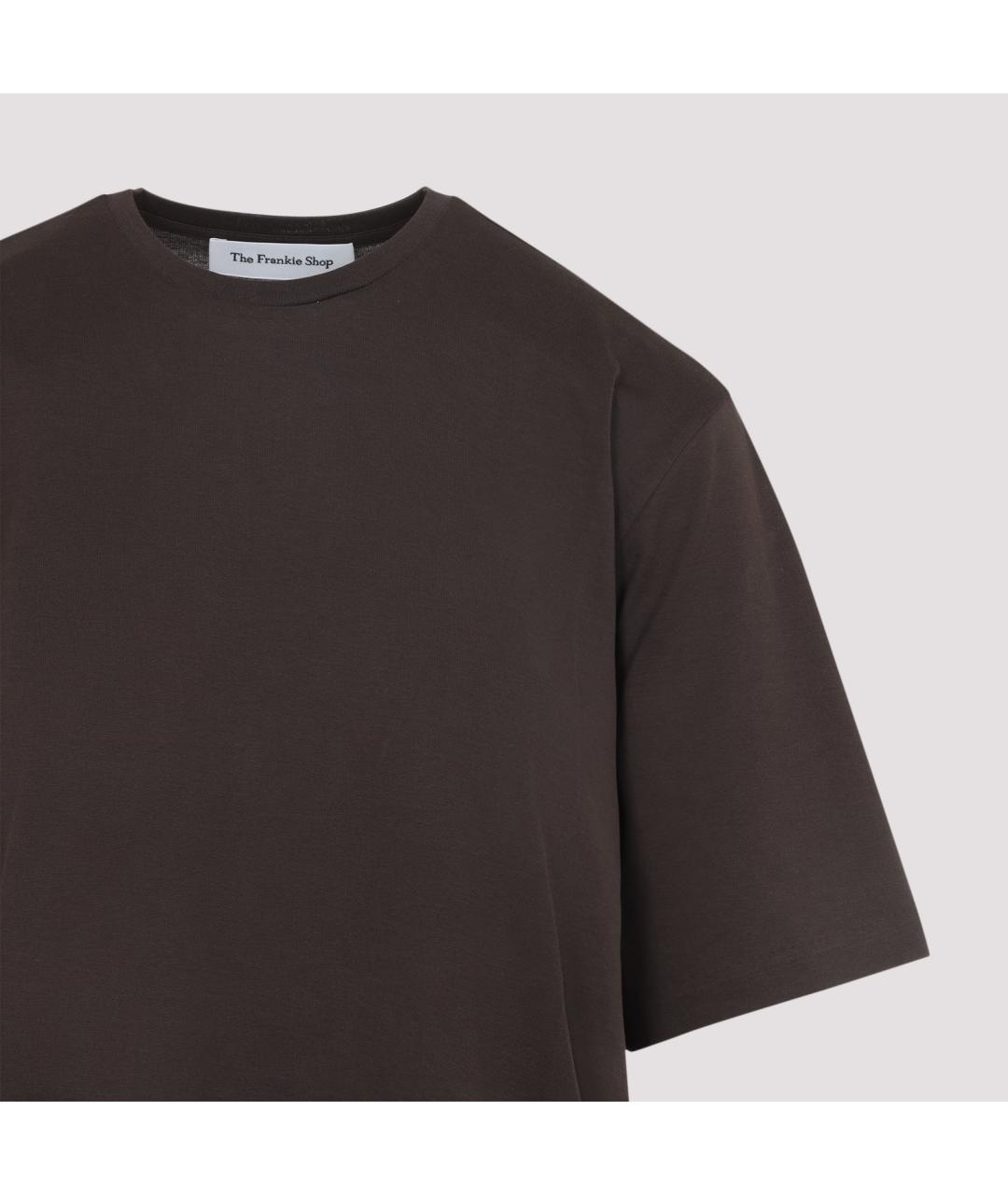 THE FRANKIE SHOP Коричневая хлопковая футболка, фото 3