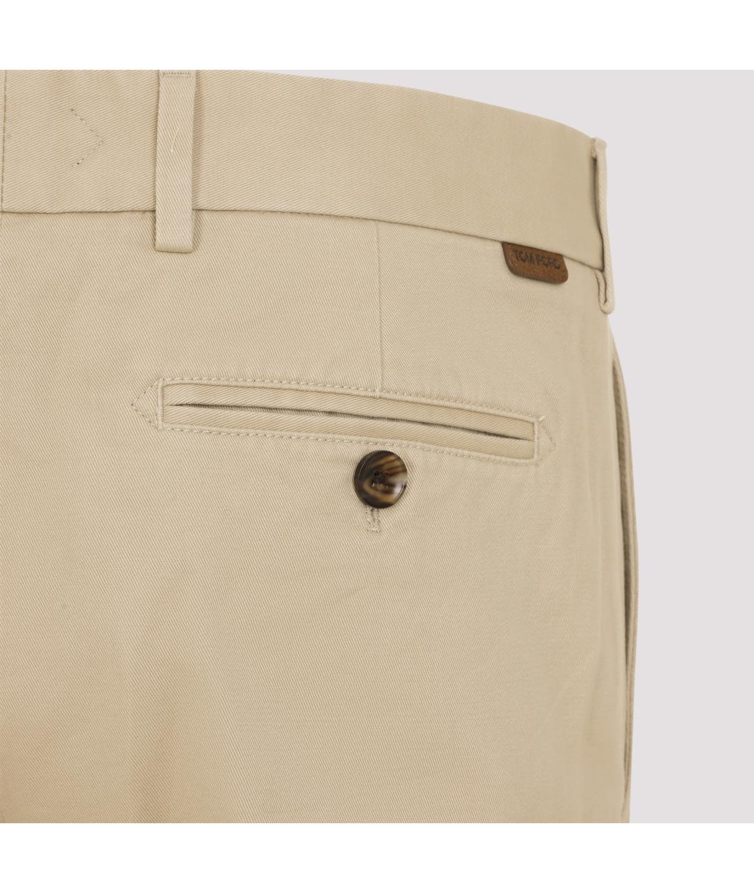 TOM FORD Бежевые хлопковые повседневные брюки, фото 3