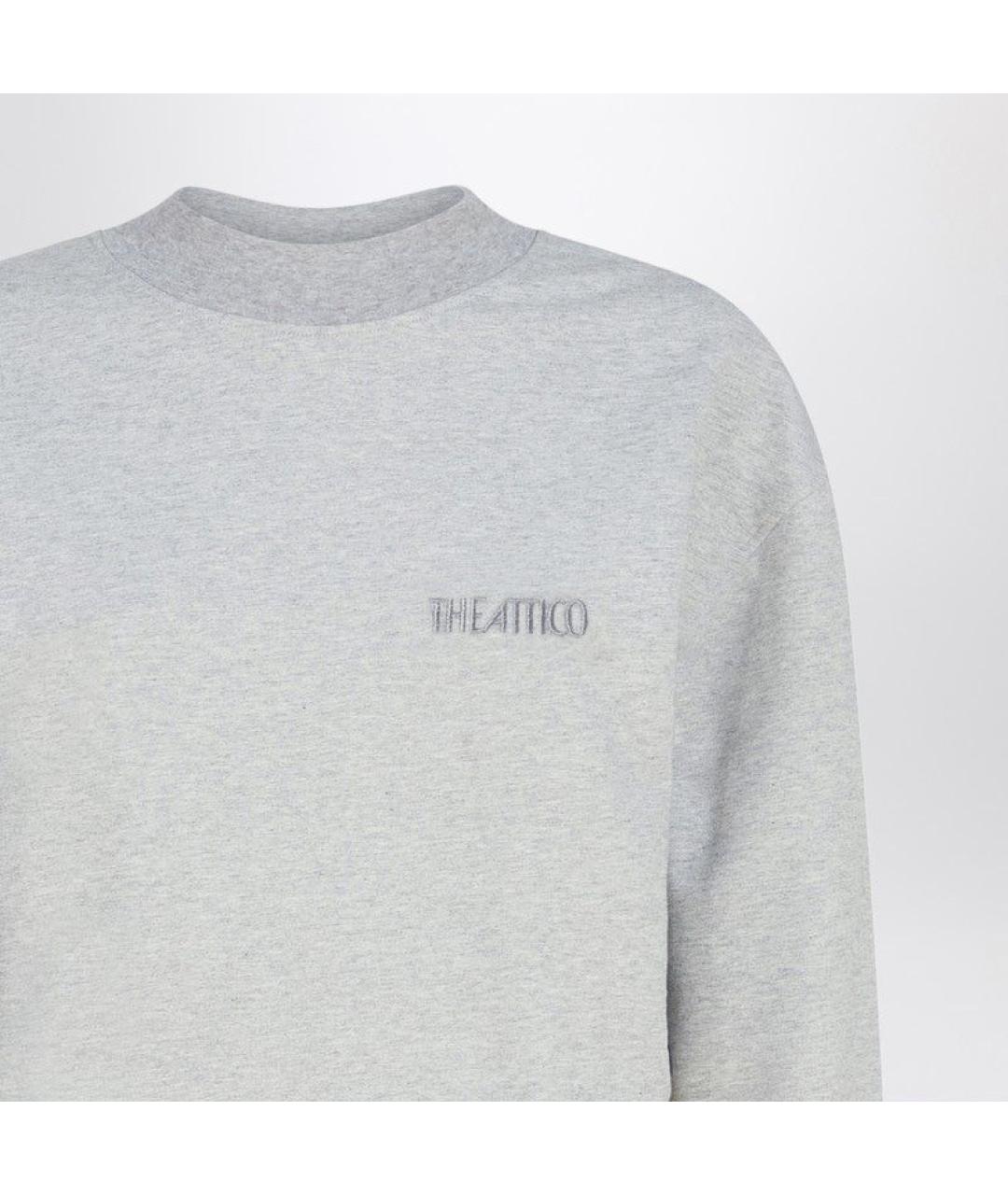 THE ATTICO Серое хлопковое повседневное платье, фото 2