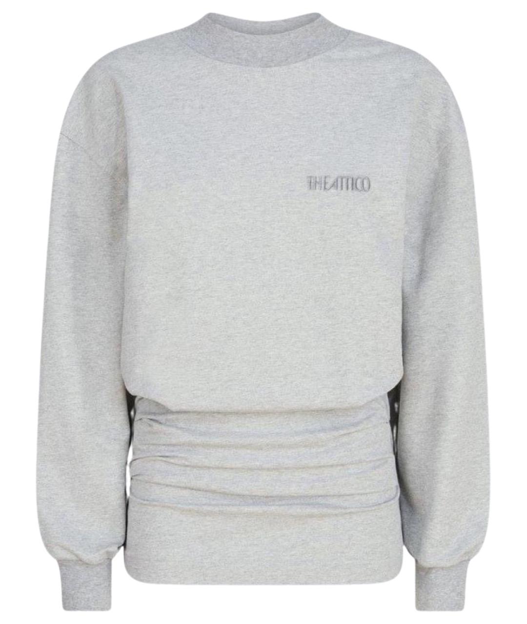 THE ATTICO Серое хлопковое повседневное платье, фото 1