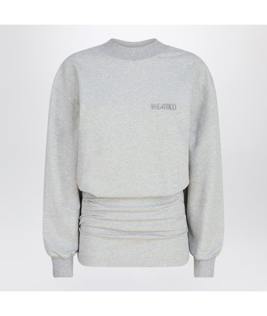 THE ATTICO Серое хлопковое повседневное платье, фото 3