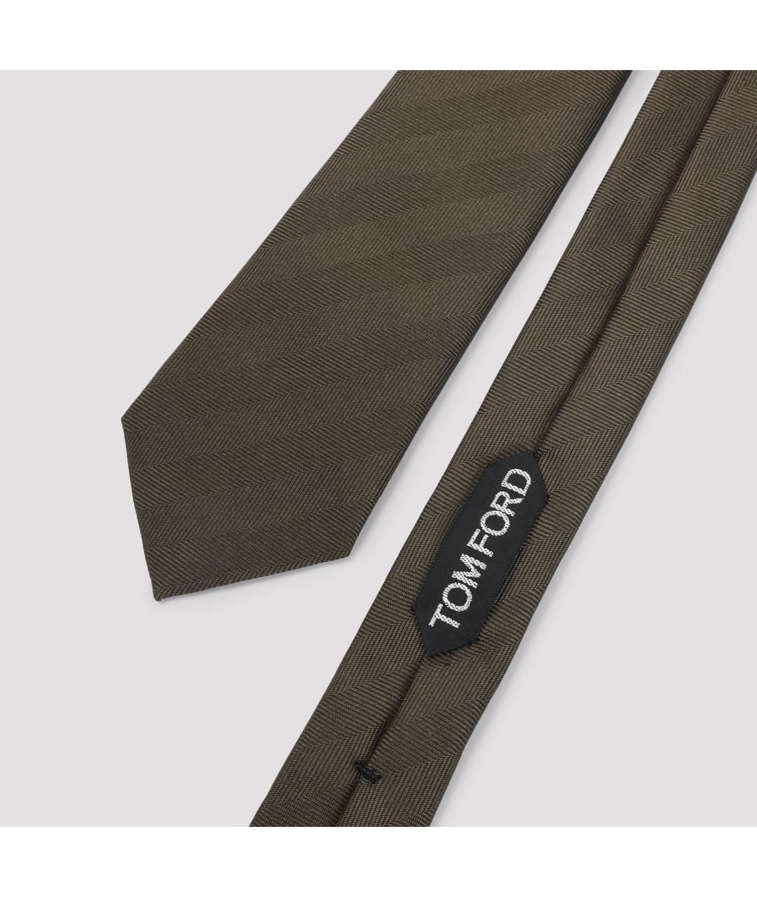 TOM FORD Коричневый шелковый галстук, фото 3